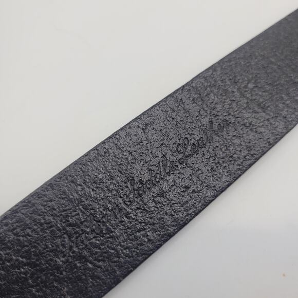 VTG Calvin Klein Jeans Belt Mens Large Black Leather 90s Y2K Chunky Minimalist - Picture 7 of 7